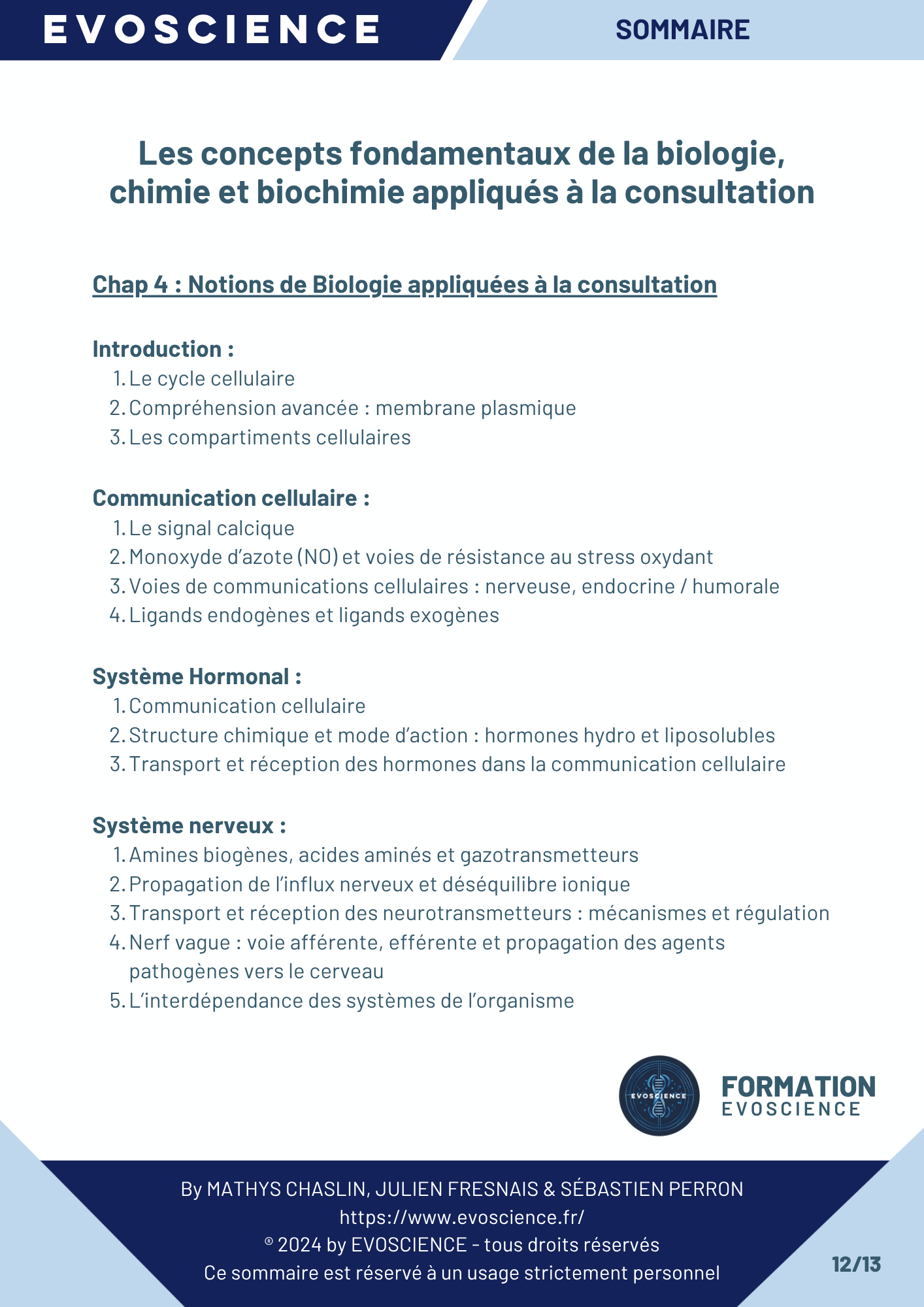 Sommaire chapitre 12