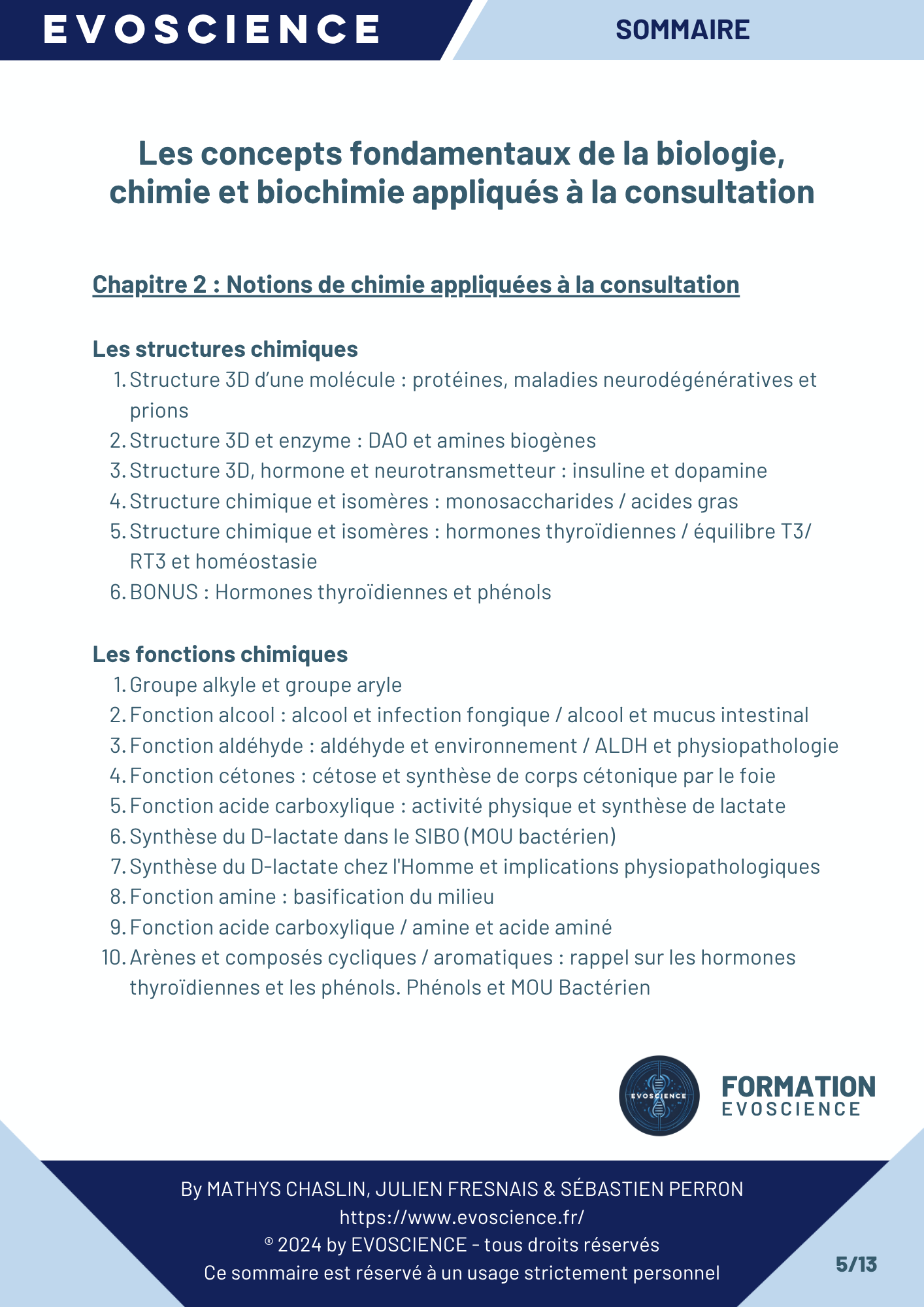 Sommaire chapitre 5