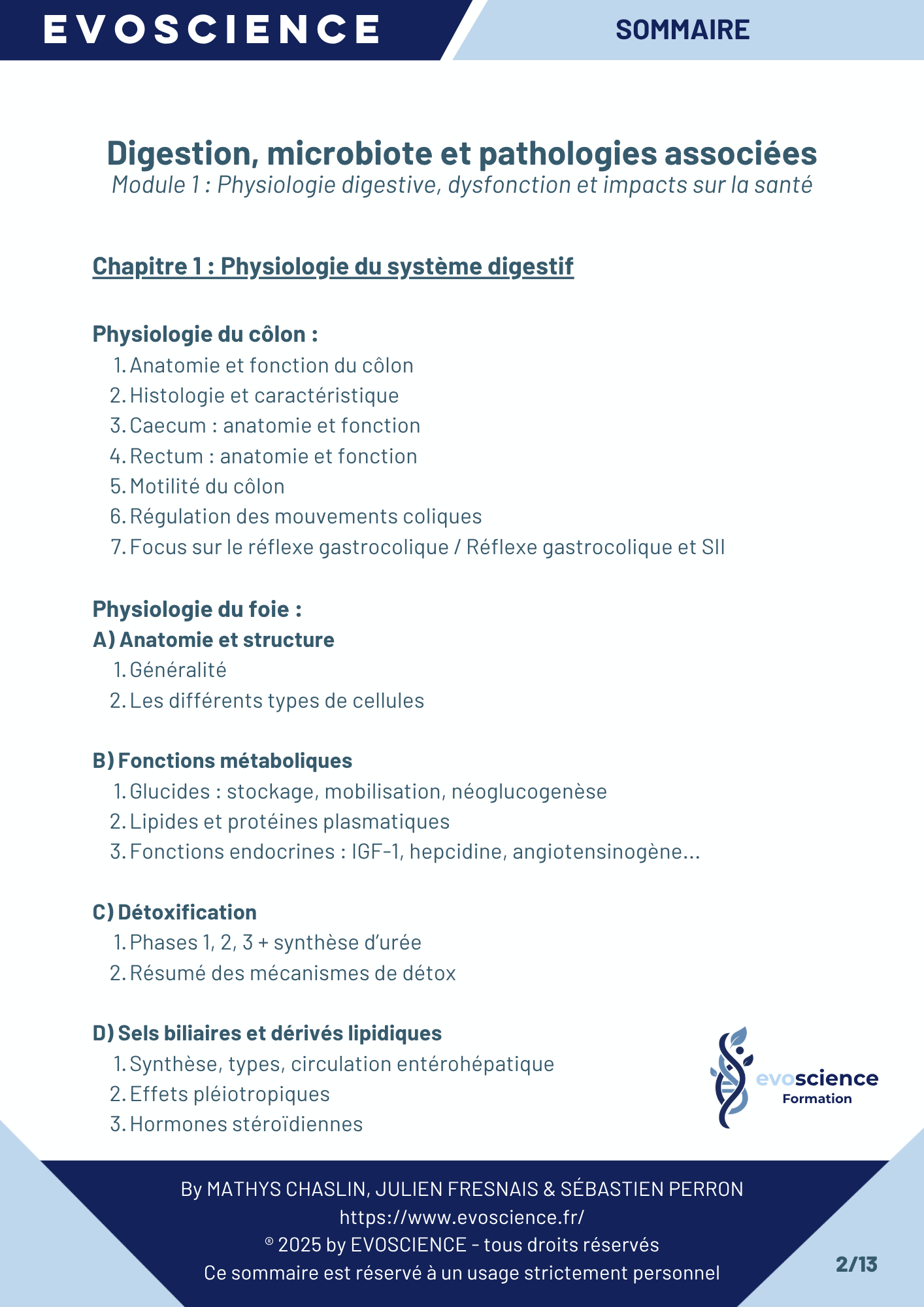 Sommaire chapitre 2