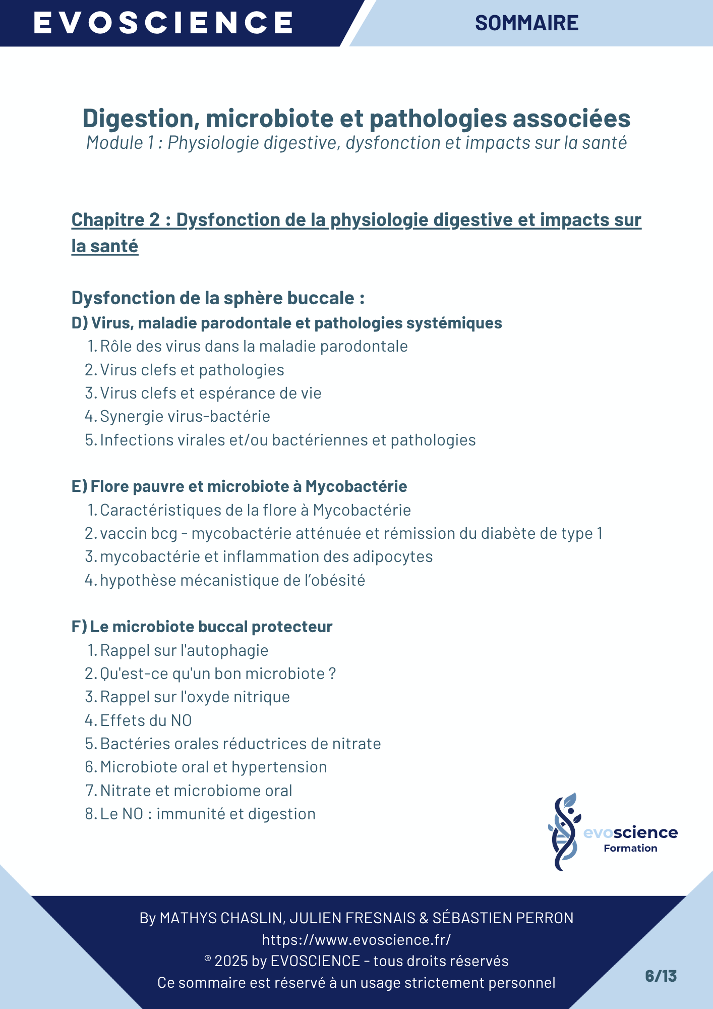 Sommaire chapitre 6