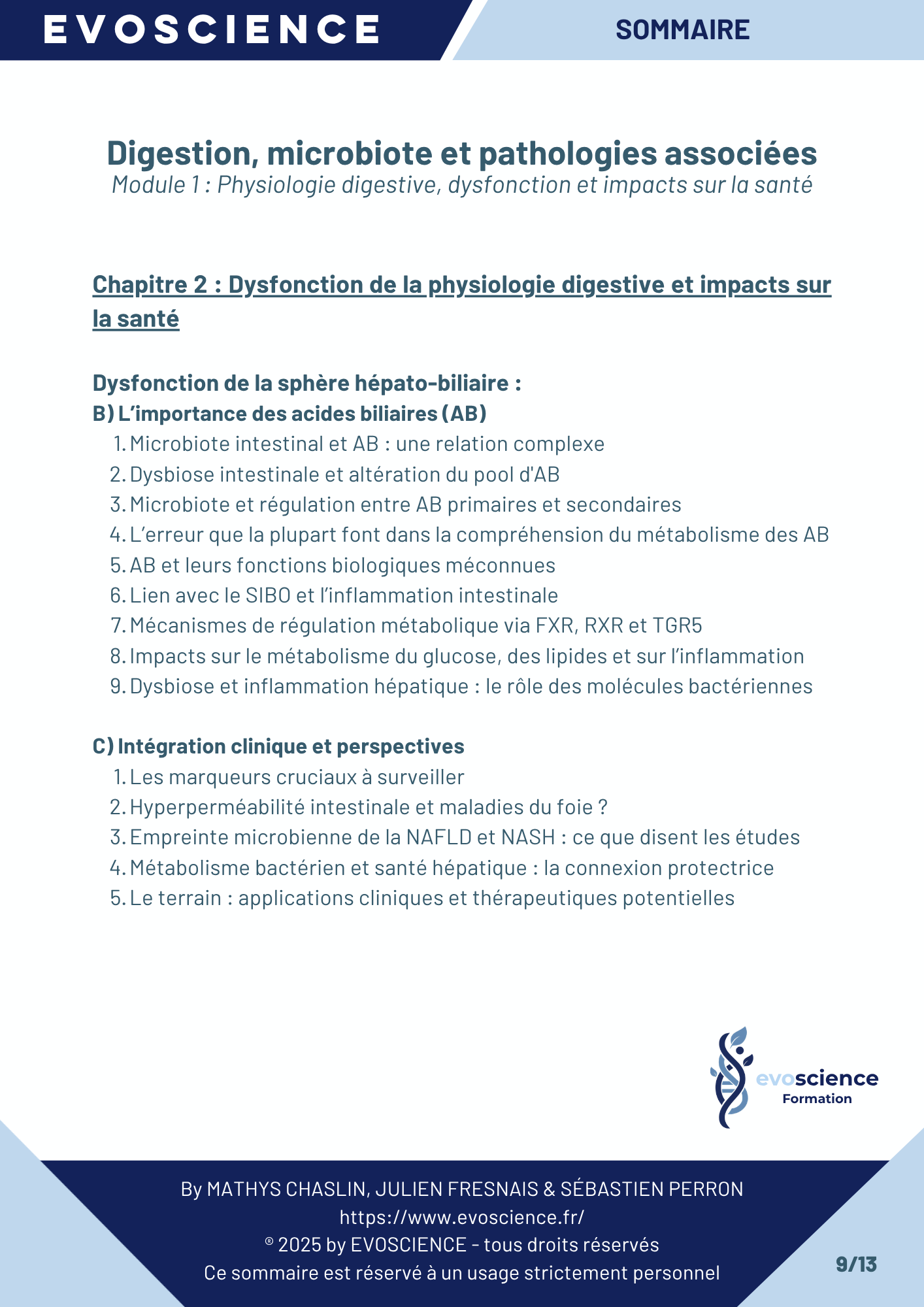 Sommaire chapitre 9